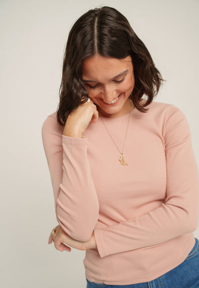 le t-shirt manches longues femme coton bio loom rose main