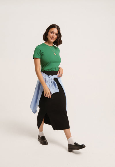 t-shirt coton bio loom Vert gazon en pied 2