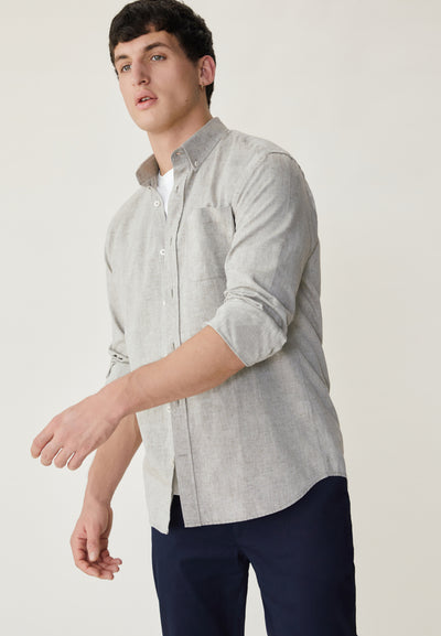 chemise coton lin tilleul face main