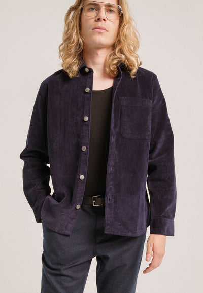 surchemis en velours coton bio loom bleu marine main