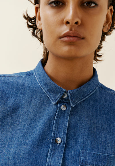 chemise en jean femme loom bleu moyen col