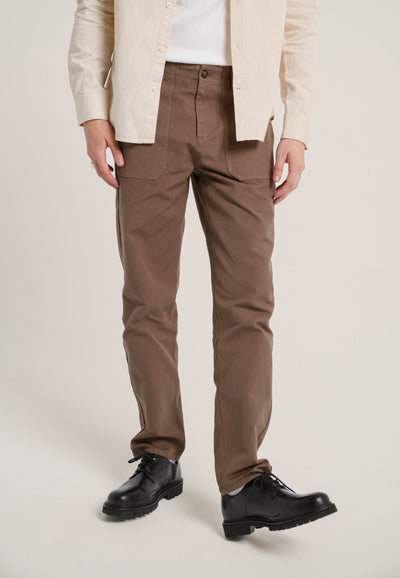 pantalon workwear coton bio loom brun jambes