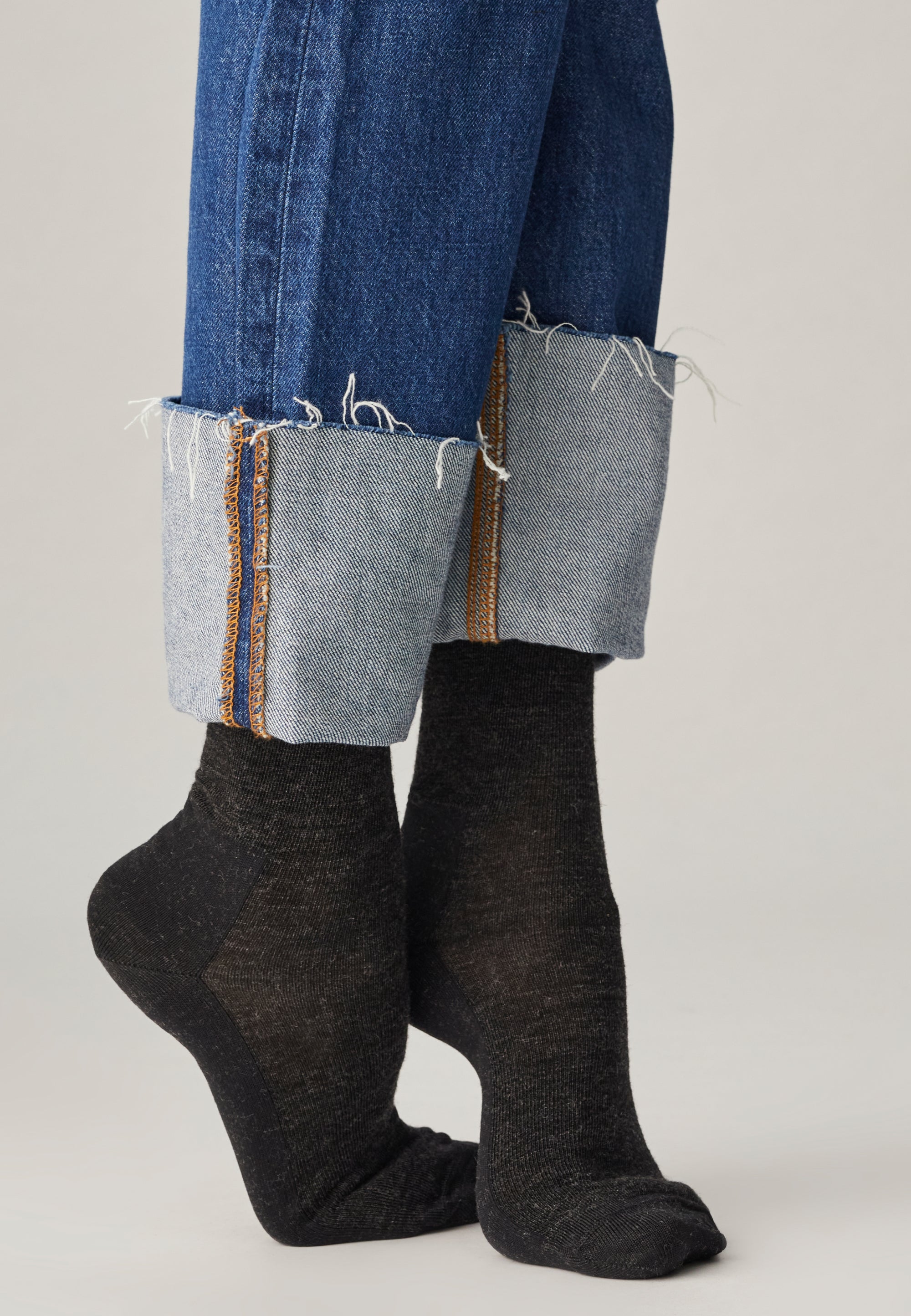 chaussettes laine loom femme gris anthracite-1