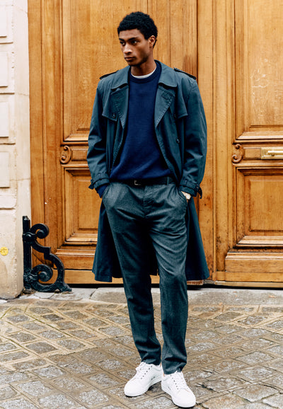 pantalon en flanelle de laine loom gris anthracite look 3