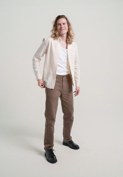 pantalon workwear coton bio loom brun main