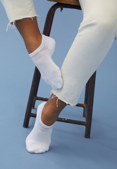 socquettes coton femme loom blanc-1 main