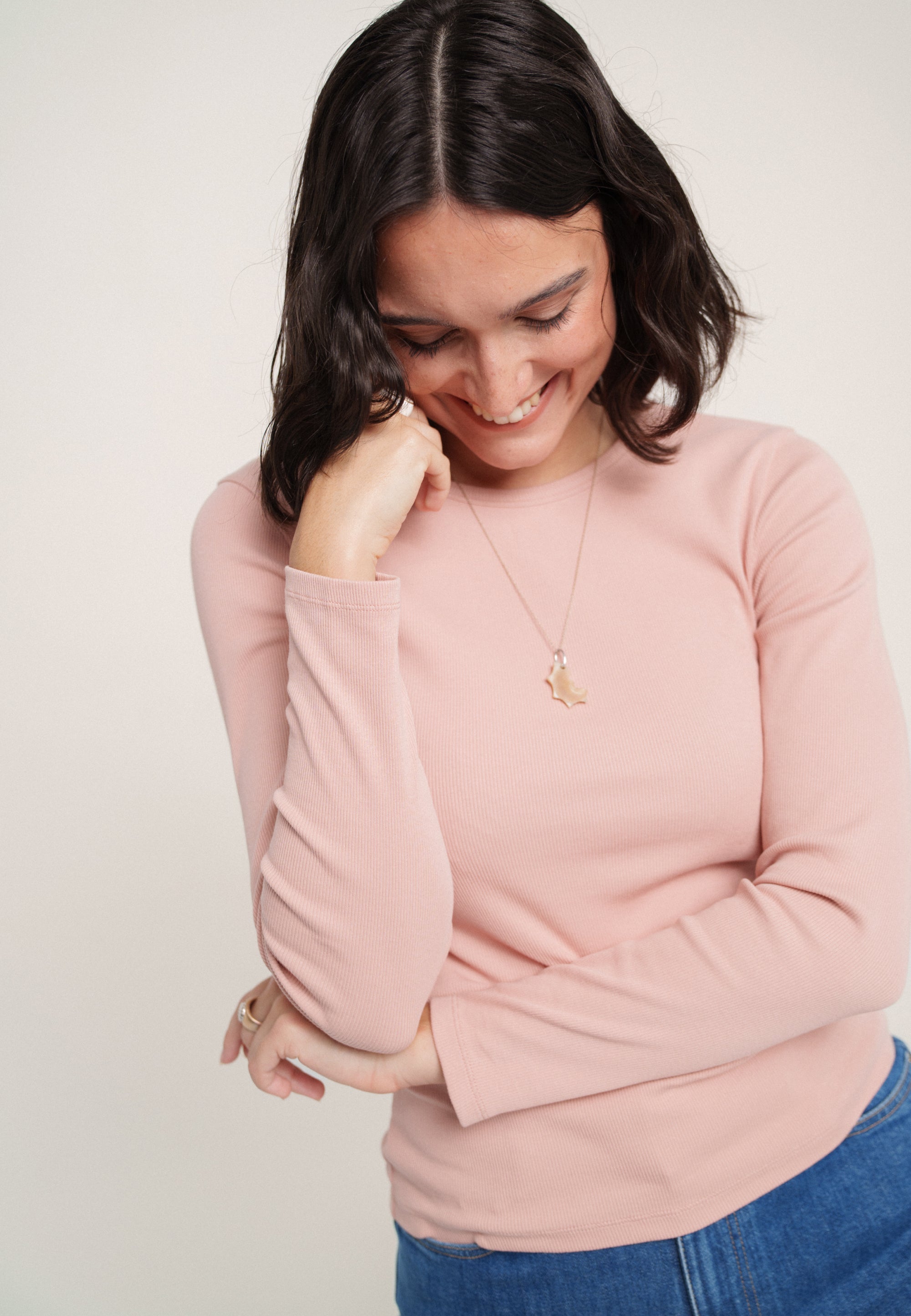 le t-shirt manches longues femme coton bio loom rose main