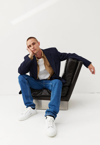 le jean coton bio bleu moyen look assis