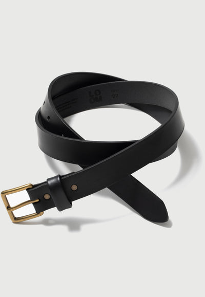 ceinture loom cuir pleine fleur noir main