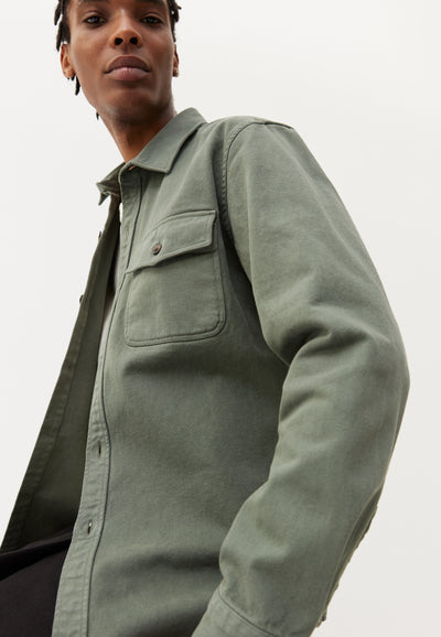 surchemise en coton bio loom vert sauge main