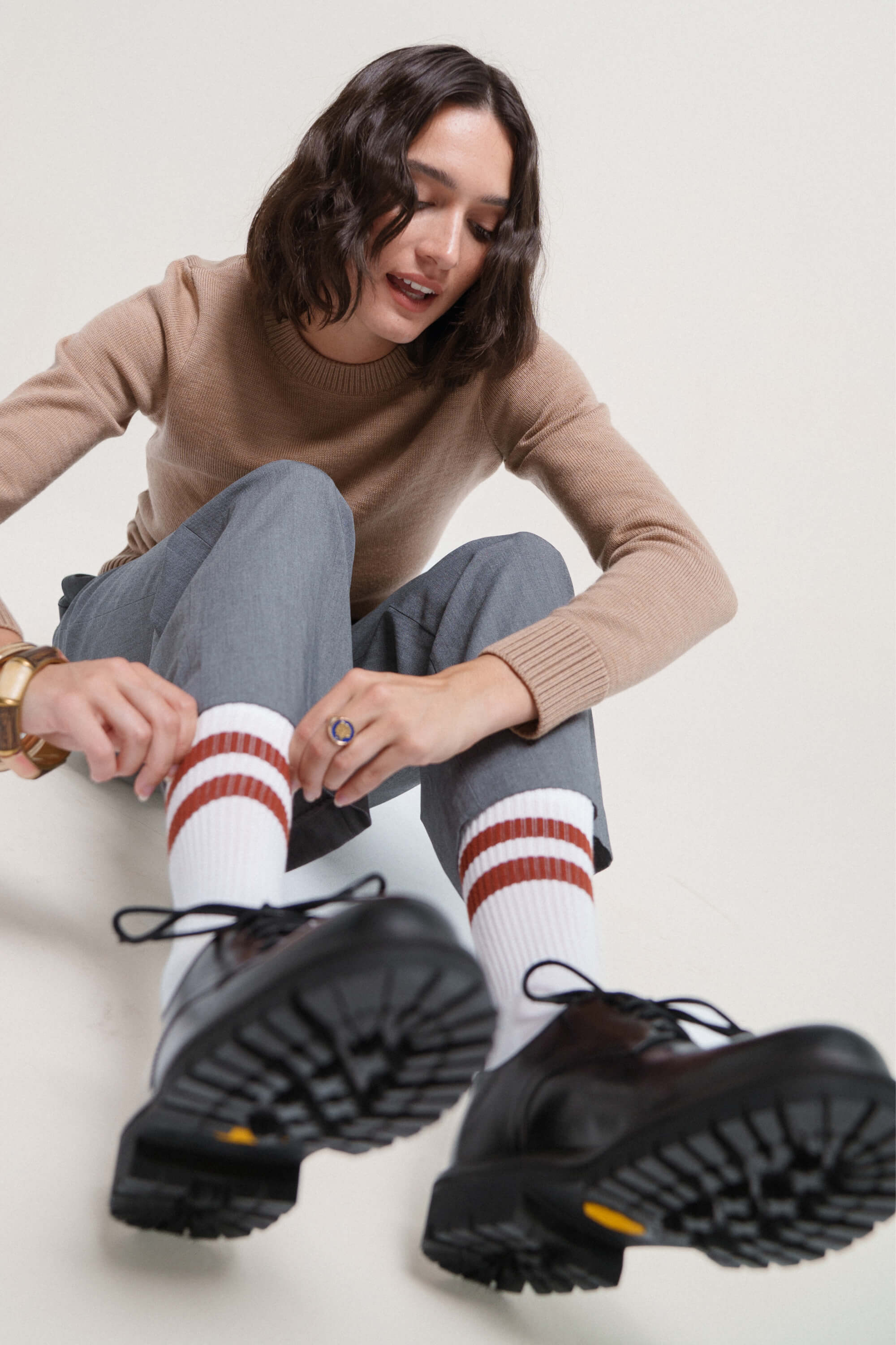 les derbies en cuir loom noir main