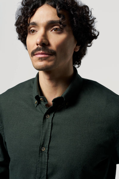 chemise en flanelle kaki détails