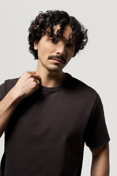 t-shirt heavyweight coton bio loom marron main