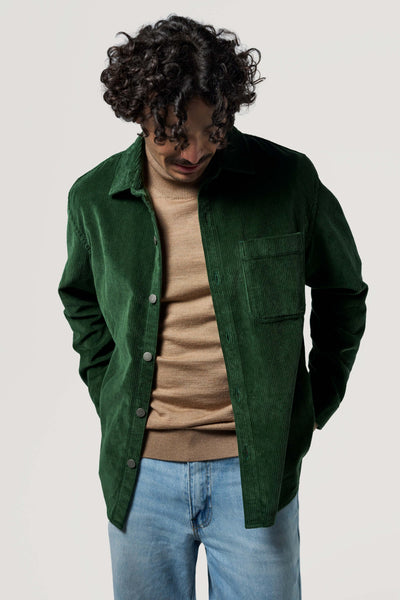 surchemise en velours coton bio loom verte face