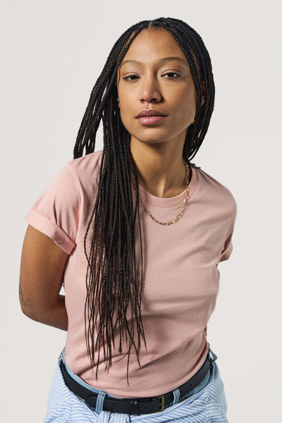 t-shirt coton bio loom rose face