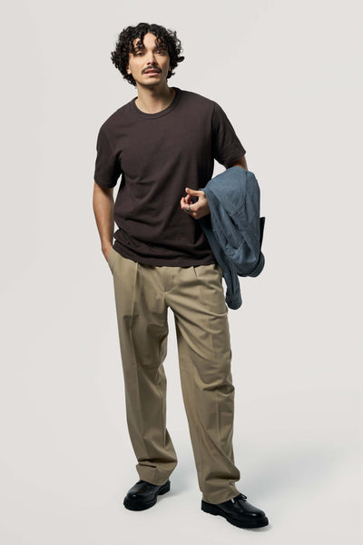 t-shirt heavyweight coton bio loom marron silhouette