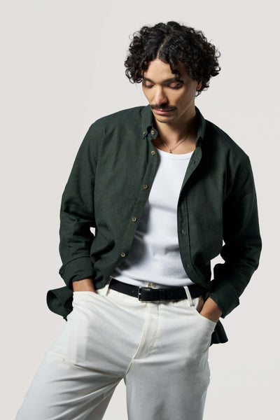 chemise en flanelle kaki face