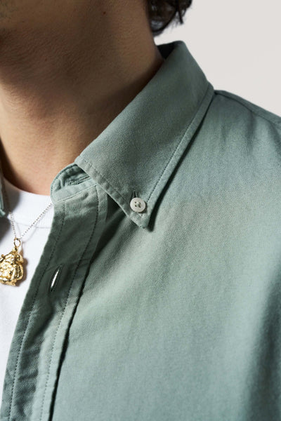 chemise oxford loom vert sauge zoom col