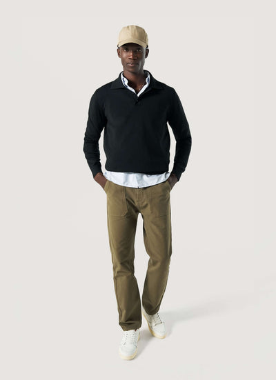 pantalon workwear coton bio loom Kaki clair face silhouette