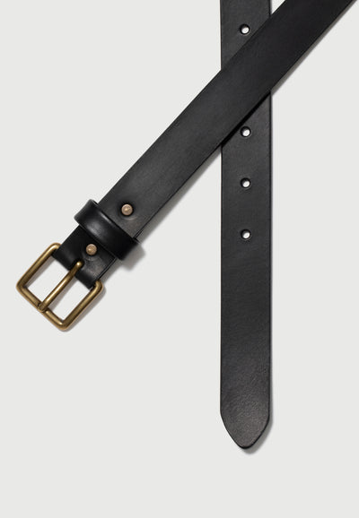 ceinture loom cuir pleine fleur noir détail boucle