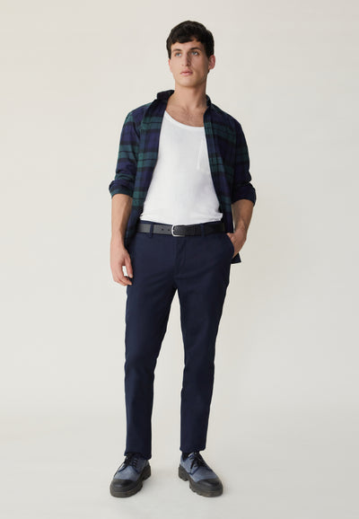 chino loom bleu marine en pied main