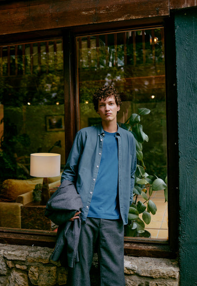 t-shirt coton bio loom Bleu cobalt look 2