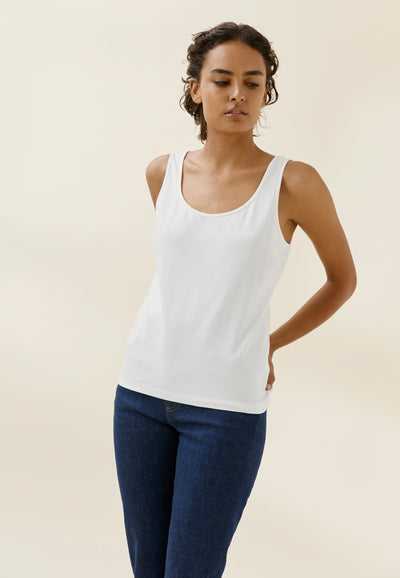 débardeur coton bio loom blanc face main