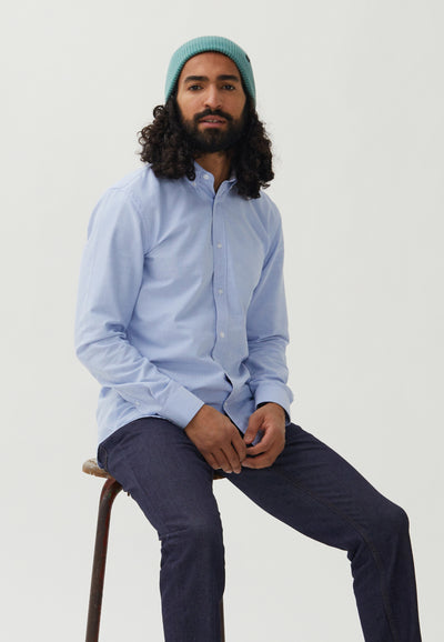 chemise oxford sans poche loom bleu ciel main