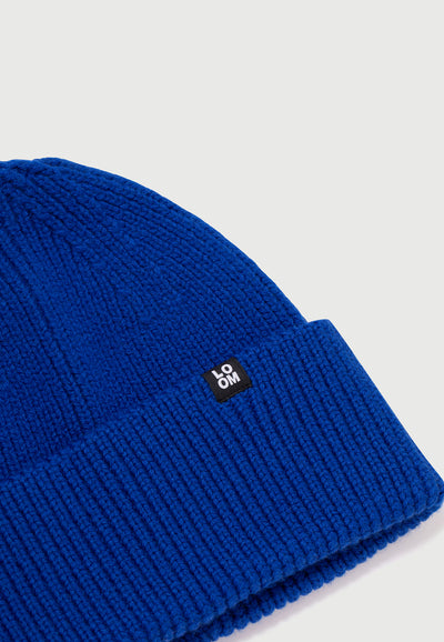 bonnet en laine loom Bleu électrique matière