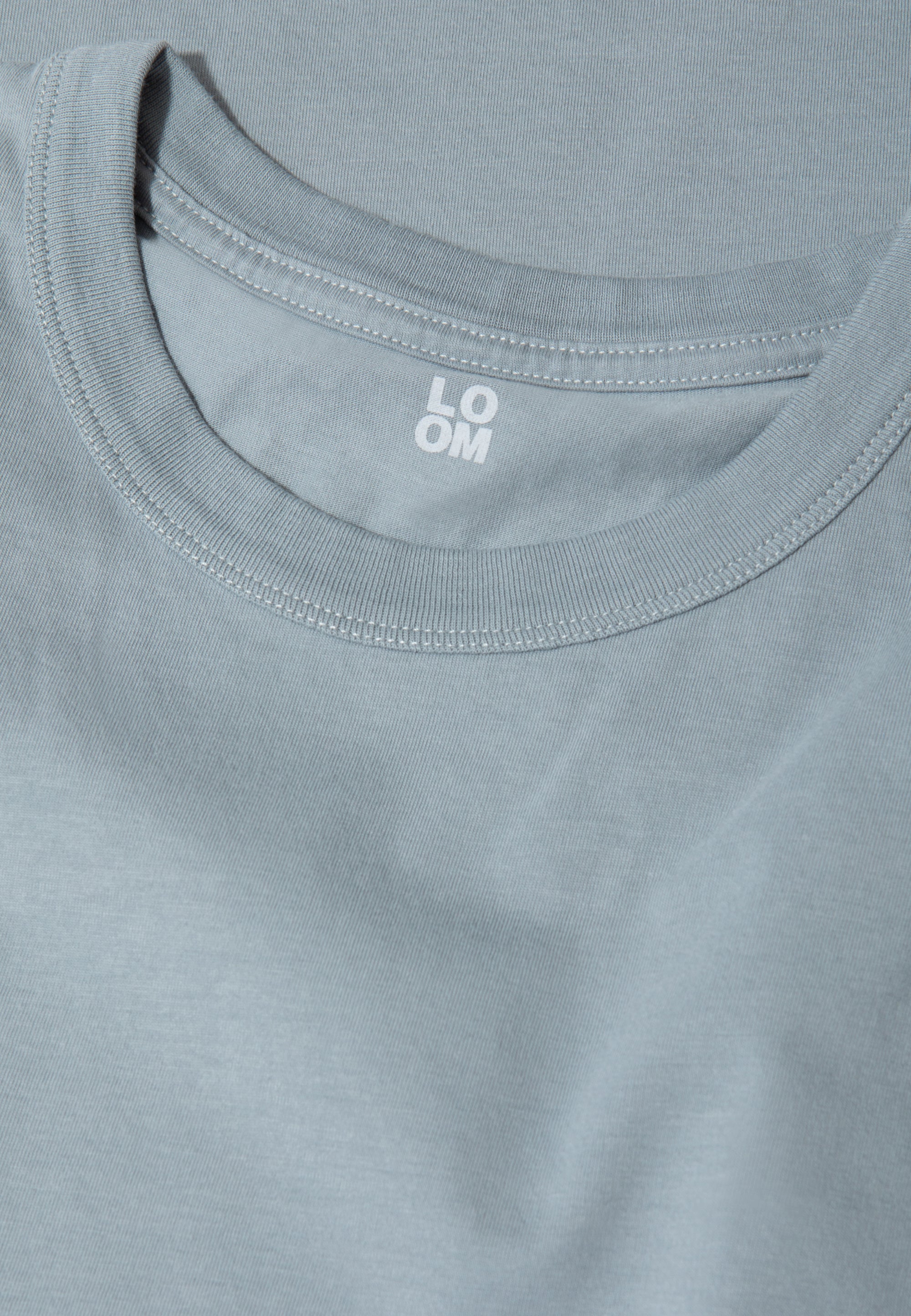 t-shirt coton bio loom Bleu pâle détail col