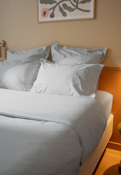 housse de couette coton bio loom gris perle main