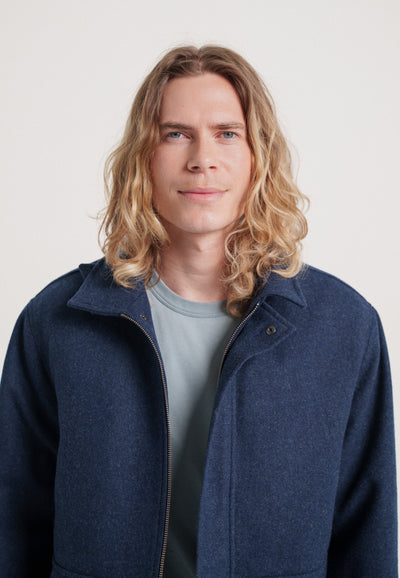 le blouson en laine loom bleu marine face