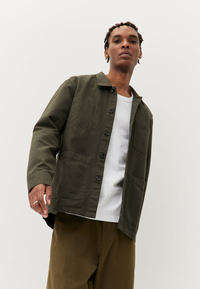 veste de travail coton bio loom vert kaki main