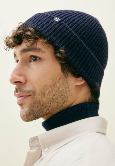 bonnet laine loom homme bleu marine profil