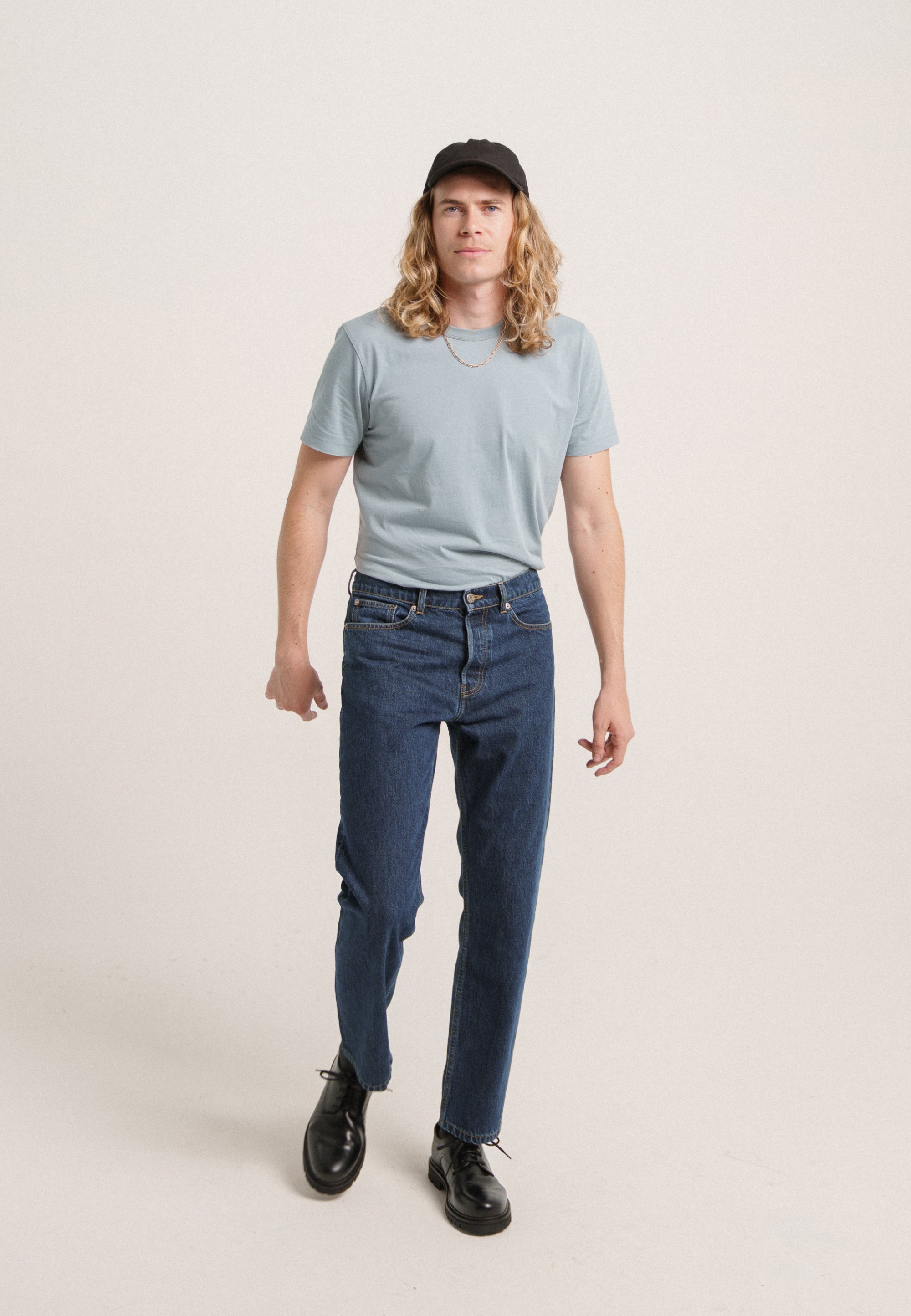 le jean droit homme coton bio loom bleu stone main