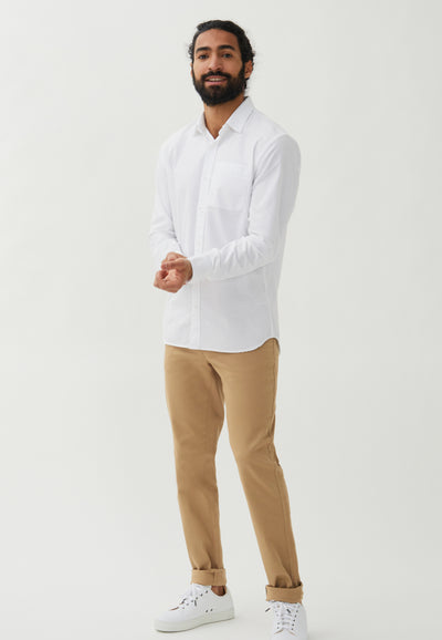 chino loom beige en pied main