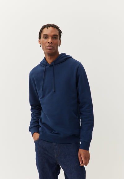 sweat a capuche coton bio loom bleu marine main