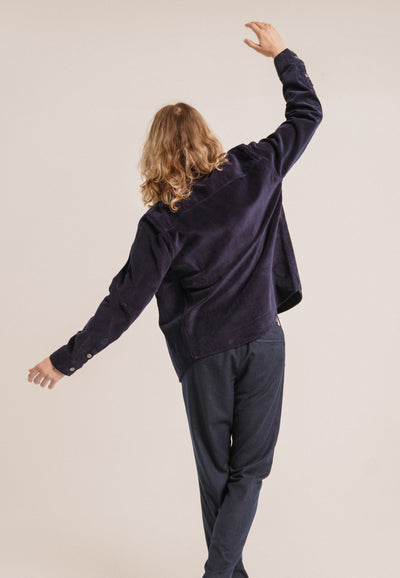 surchemis en velours coton bio loom bleu marine dos