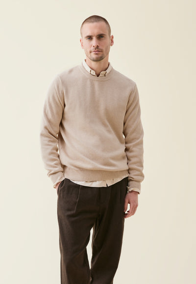 pull texturé coton bio loom beige clair face