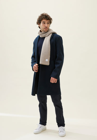 echarpe laine loom beige clair en pied