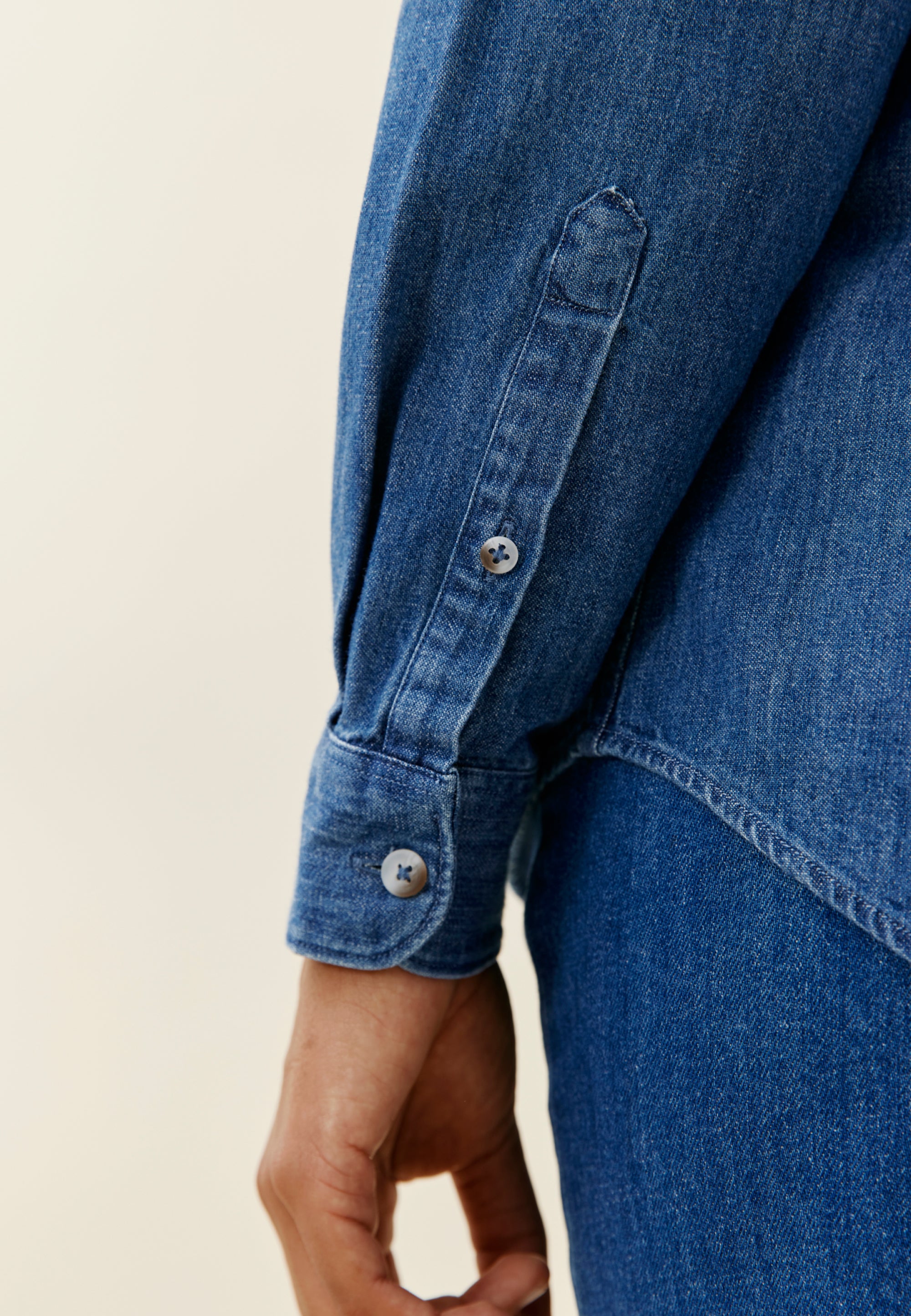chemise en jean femme loom bleu moyen détail col-1