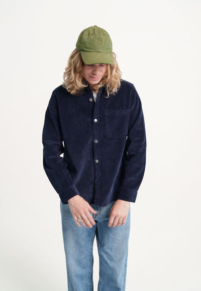 surchemis en velours coton bio loom bleu marine main