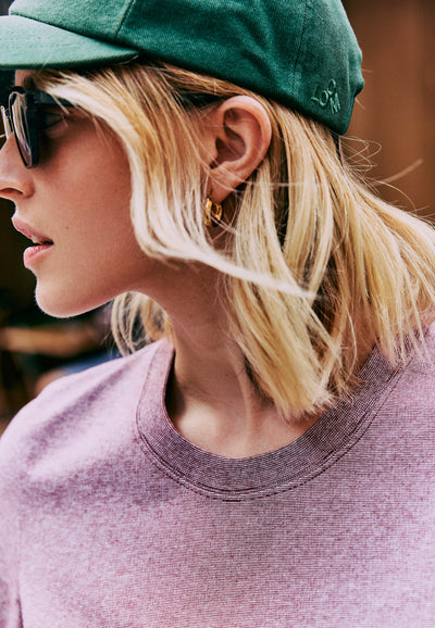 robe t-shirt loom coton bio rayures framboise détail matière