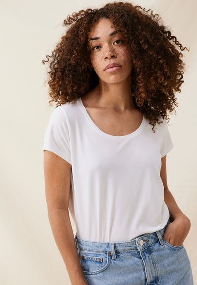 t-shirt en tencel loom blanc face main