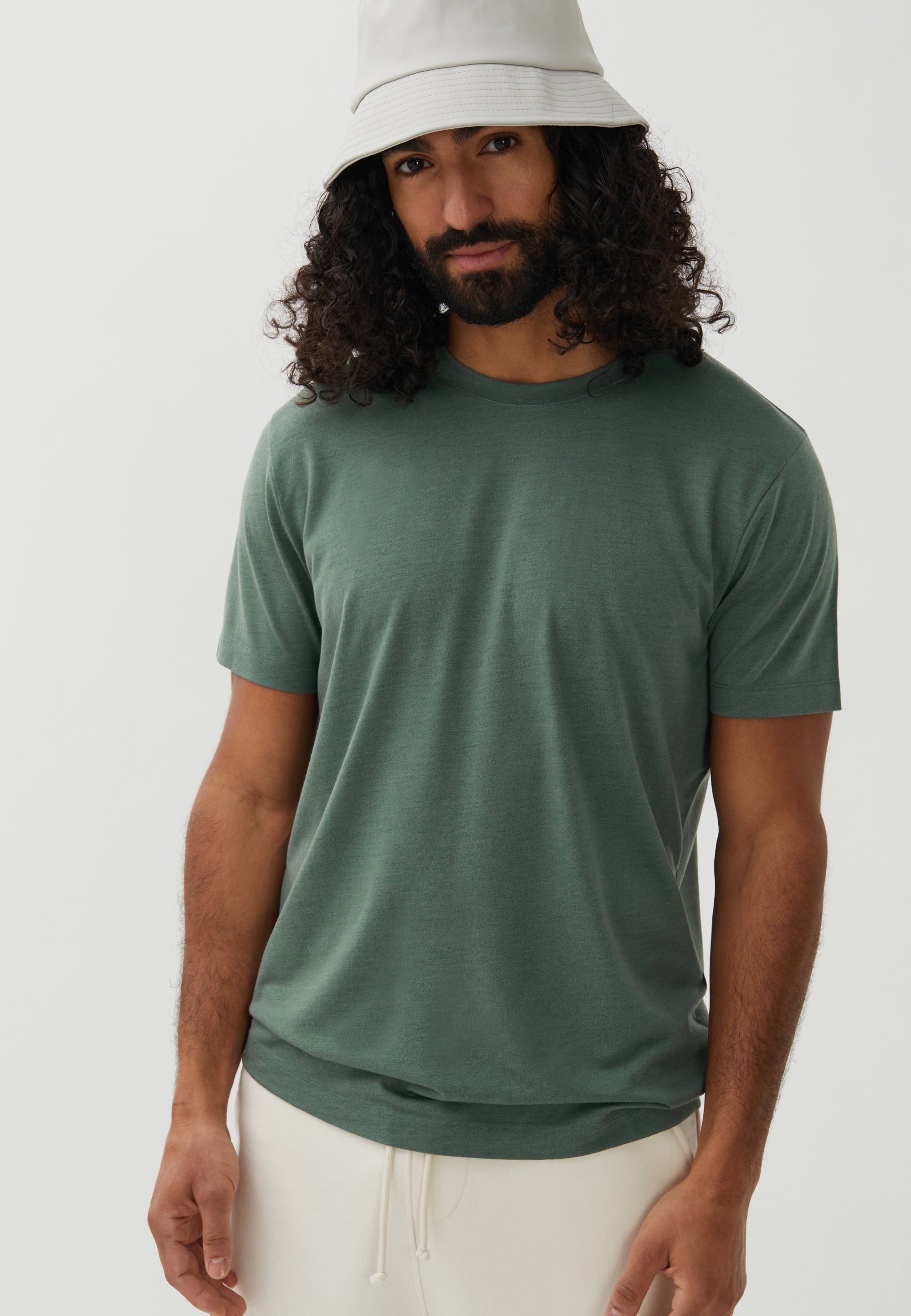 t-shirt mérinos loom vert d'eau face