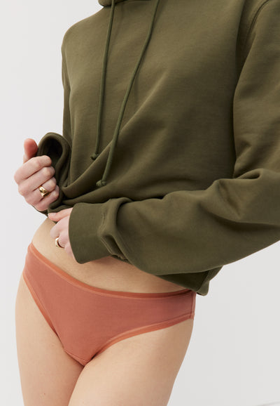 culotte coton bio loom Vieux rose main