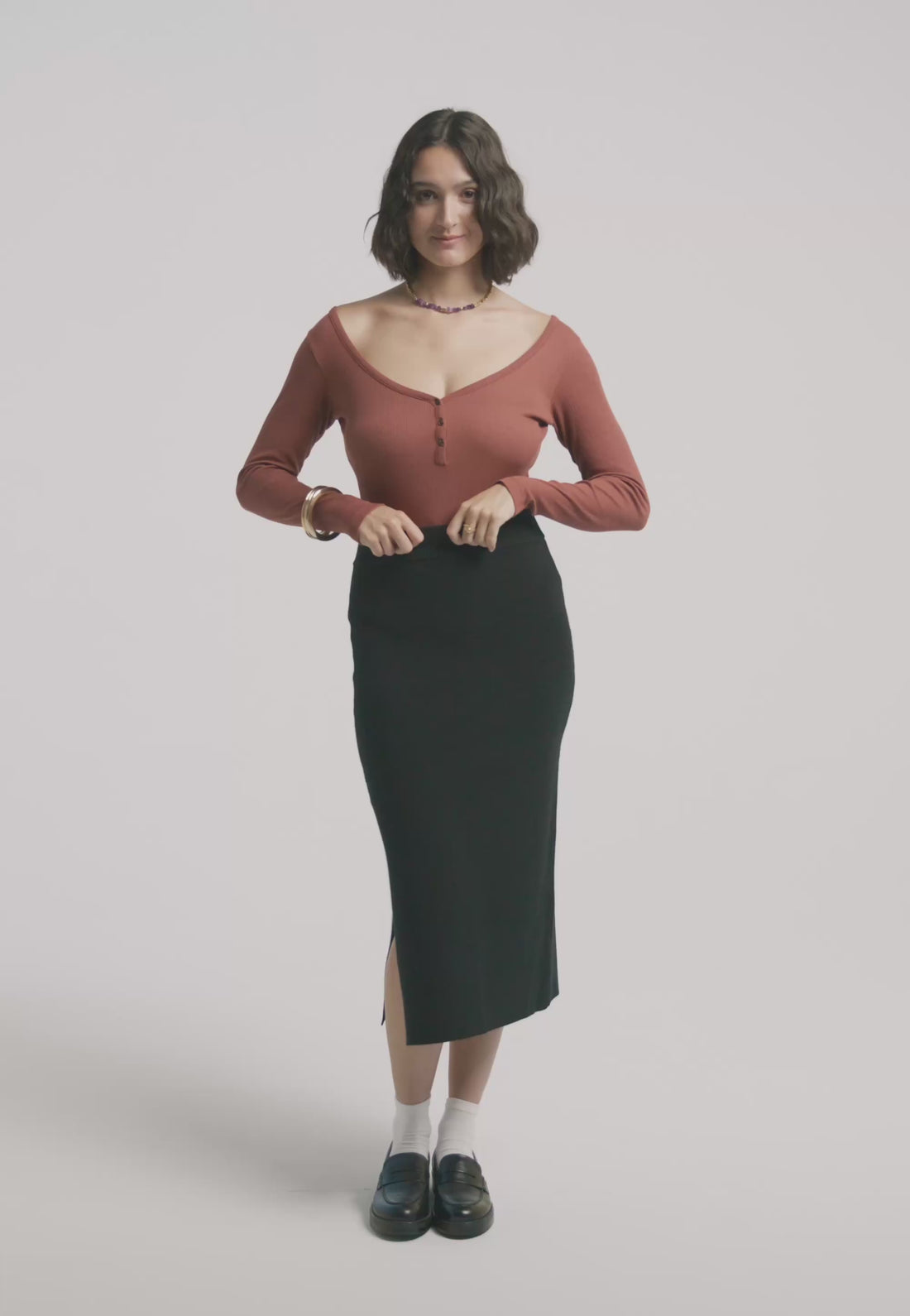 jupe en maille coton bio laine bio noir