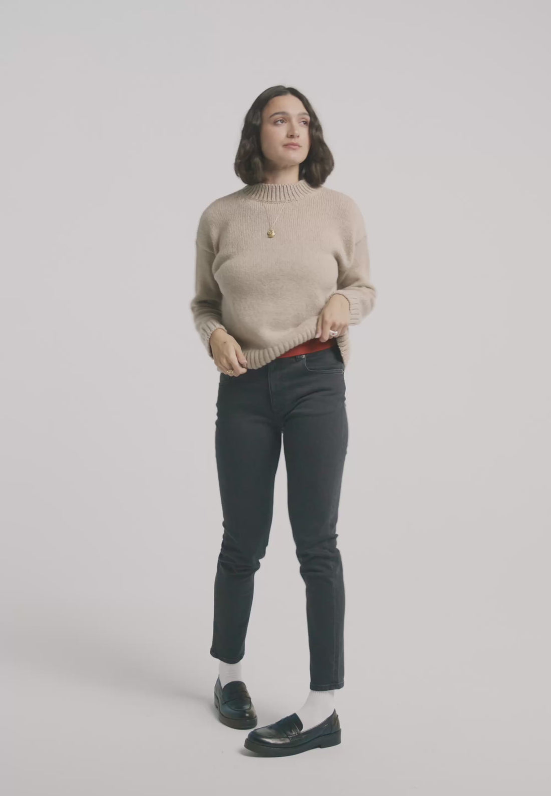 pull col montant laine bio loom beige