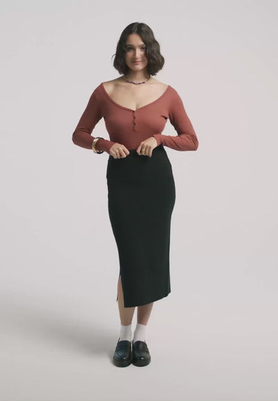 jupe en maille coton bio laine bio noir