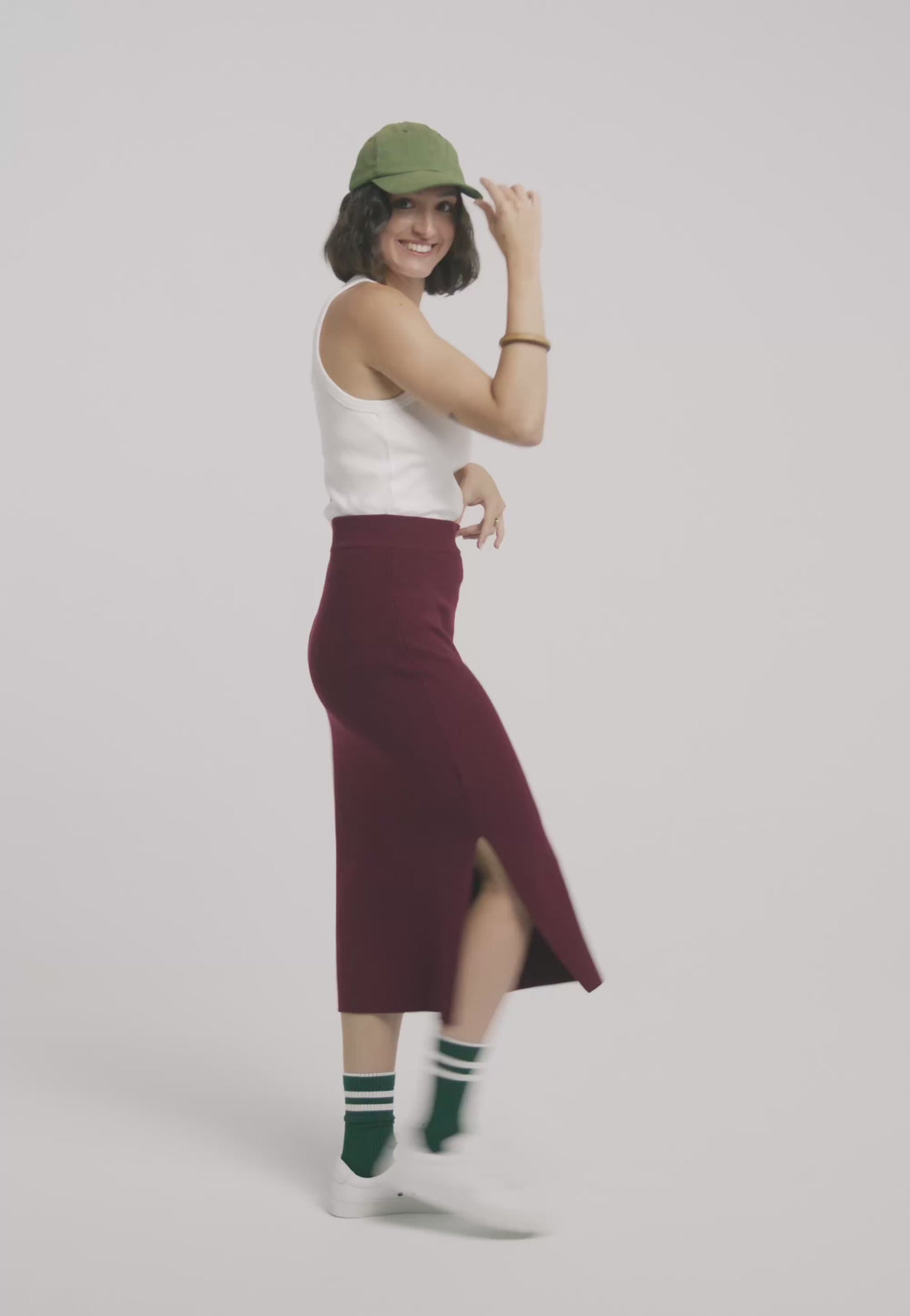 jupe en maille coton bio loom aubergine